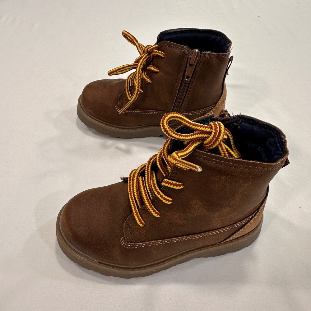 OshKosh‎ Tierra Ankle Boots Kids Size 8 Brown Side Zip Hiking | Gorpcore